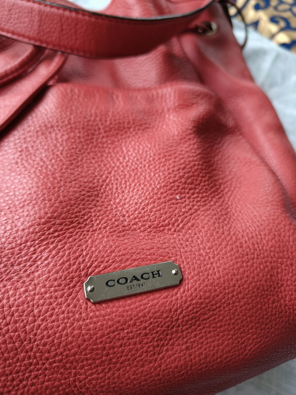 Coach Coral Pebbled Leather Shoulder Bag